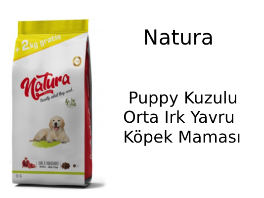 Natura Puppy Kuzulu Orta Irk Yavru Köpek Maması